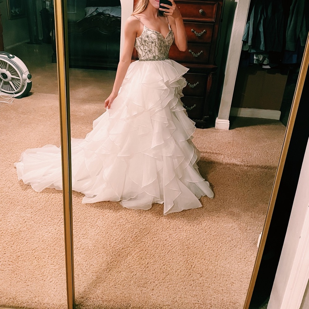 Mac Duggal White Ballgown with Train